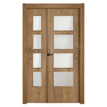 BLOCK PTA. VIDRIERA FAB. DOBLE LISA VETA VERTICAL ROBLE GOLD LAMINADA