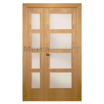 BLOCK PTA. VIDRIERA FAB. DOBLE LISA VETA VERTICAL ROBLE BZ MADERA