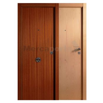 PUERTA BLINDADA COMBINADA LISA SAPELLY/LISA HAYA VAPORIZADA