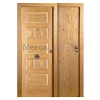 PUERTA BLINDADA COMBINADA 7 PLAFONES ROBLE/LISA ROBLE