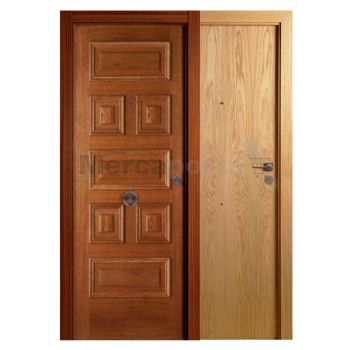 PUERTA BLINDADA COMBINADA 7 PLAFONES SAPELLY/LISA ROBLE