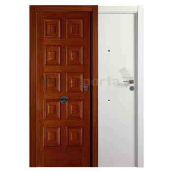 PUERTA BLINDADA COMBINADA 10 PLAFONES SAPELLY/LISA BLANCA